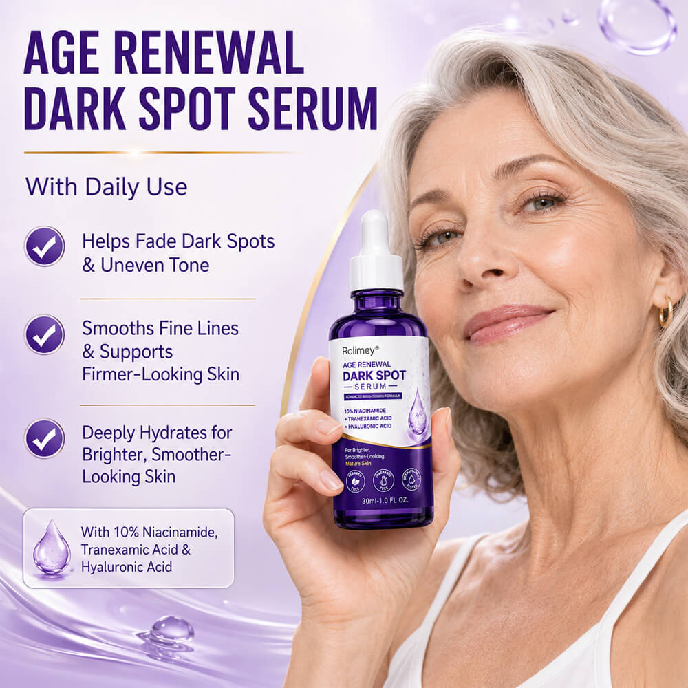 🍁 Rolimey® Age Renewal Dark Spot Serum — Infused with 10% Niacinamide, Tranexamic Acid & Hyaluronic Acid for Brighter, Smoother-Looking Mature Skin 🌼