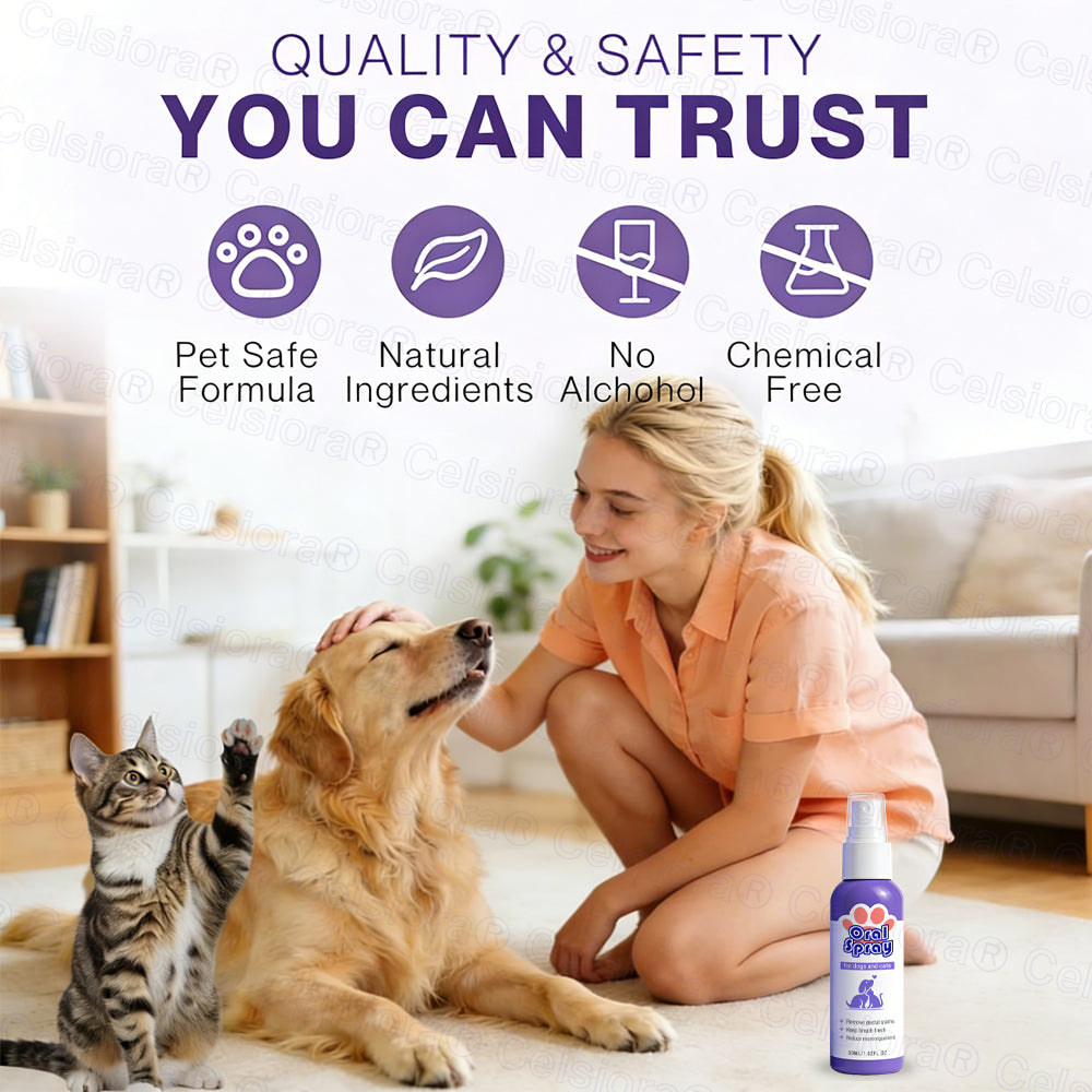 Celsiora® Pet Oral Spray ✅ Freshen Breath, Remove Tartar & Promote gum regeneration, stabilize teeth 🦷 upsell